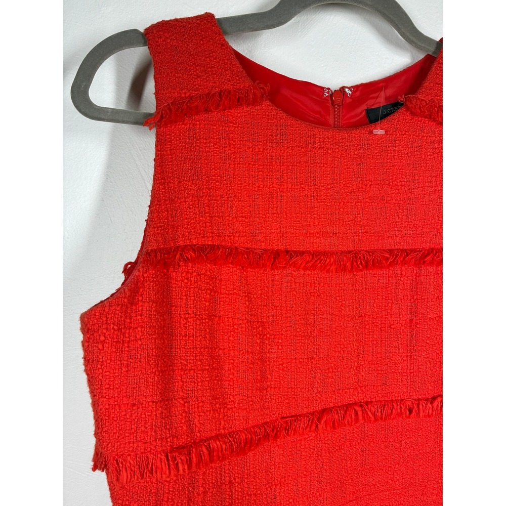 J Crew Orange Tweed Fringe Sheath Dress Size 4 Sleeveless Business Preppy Career - Picture 3 of 14